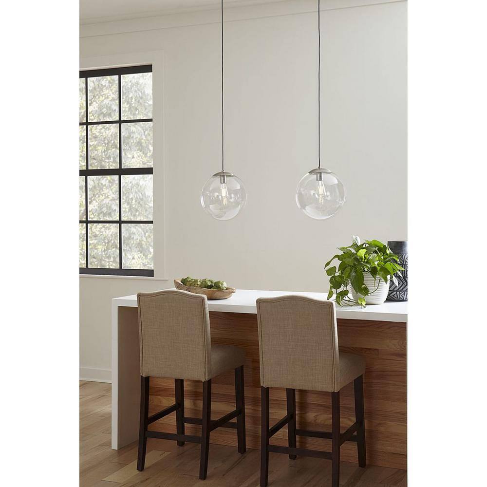 Progress Lighting Atwell Brushed Nickel Clear Glass Globe Pendant Hanging Light
