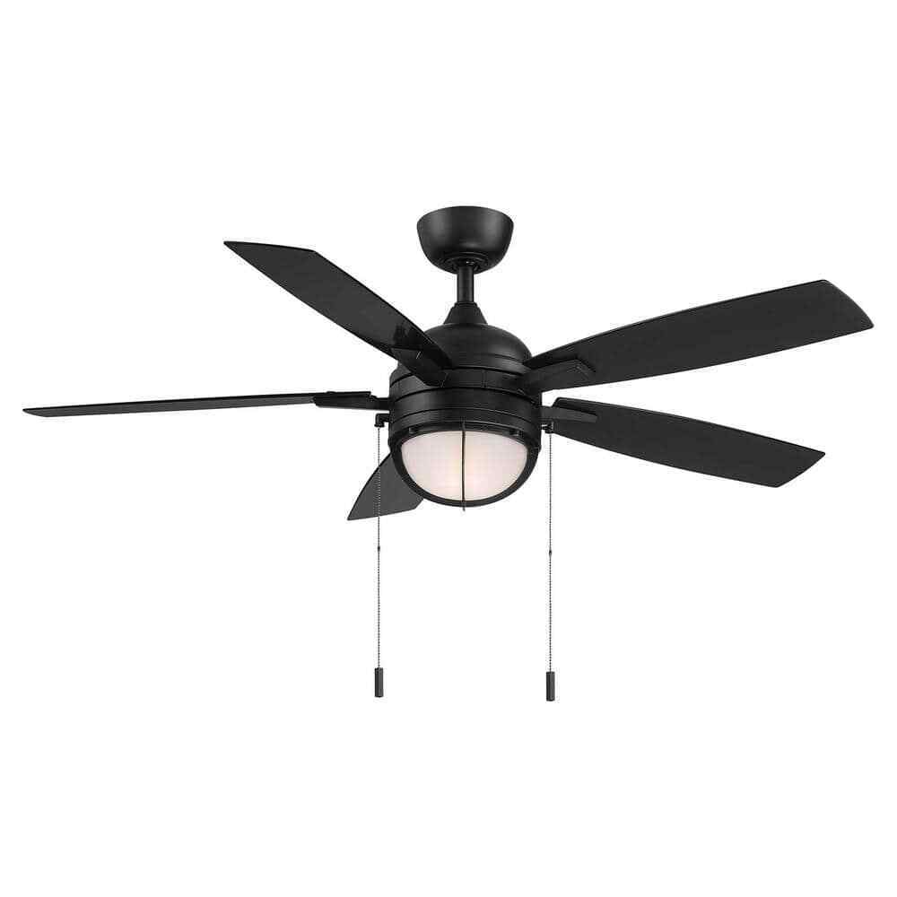Hampton Bay Seaport II 52 in. Indoor/Outdoor Matte Black Ceiling Fan with Light