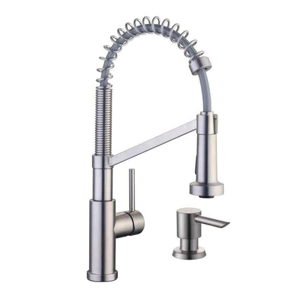 Glacier Bay Gage Spring Neck Pull-Down Sprayer Kitchen Faucet w/ Soap Dispenser