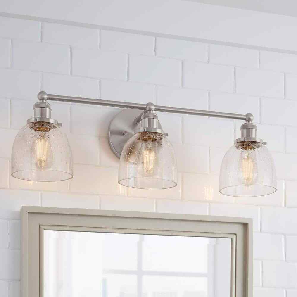 Home Decorators Evelyn 26.75 in. 3-Light Brushed Nickel Vanity Light