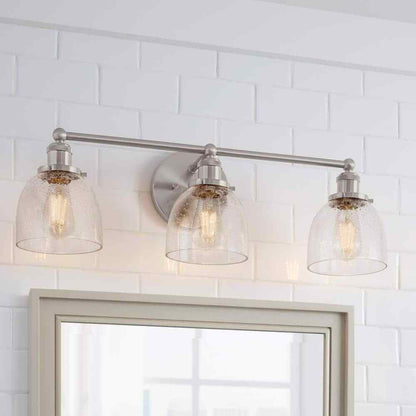 Home Decorators Evelyn 26.75 in. 3-Light Brushed Nickel Vanity Light