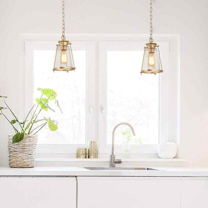 LNC Asaf Modern Gold Mini Pendant Light w/ Seeded Glass Shade 1-Light Pendant