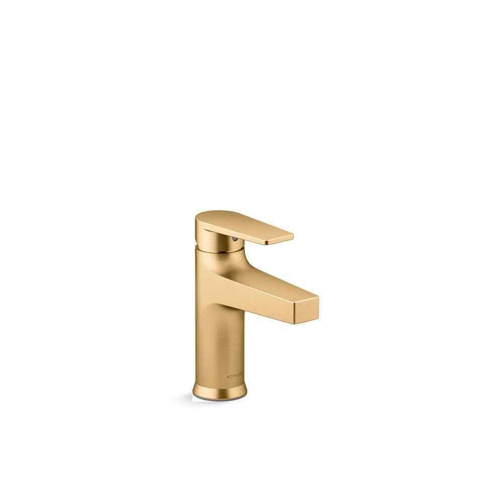 KOHLER Taut Single Hole Bathroom Faucet in Vibrant Brushed Moderne Brass