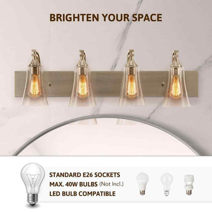 Merra 32 in. 4-Light Nickel Vanity Light with Clear Seeded Glass Shades