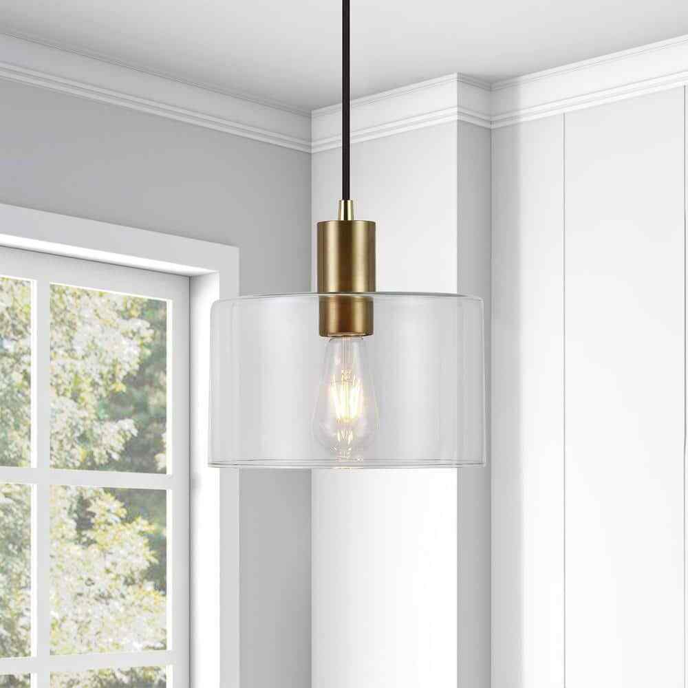 Meyer&Cross Henri 1-Light Hand-Blown Glass Pendant with Brass Accents PD0096