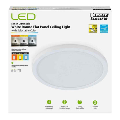 Feit Electric 5 in. 8-Watt Dimmable White Integrated LED Ceiling Flush Mount