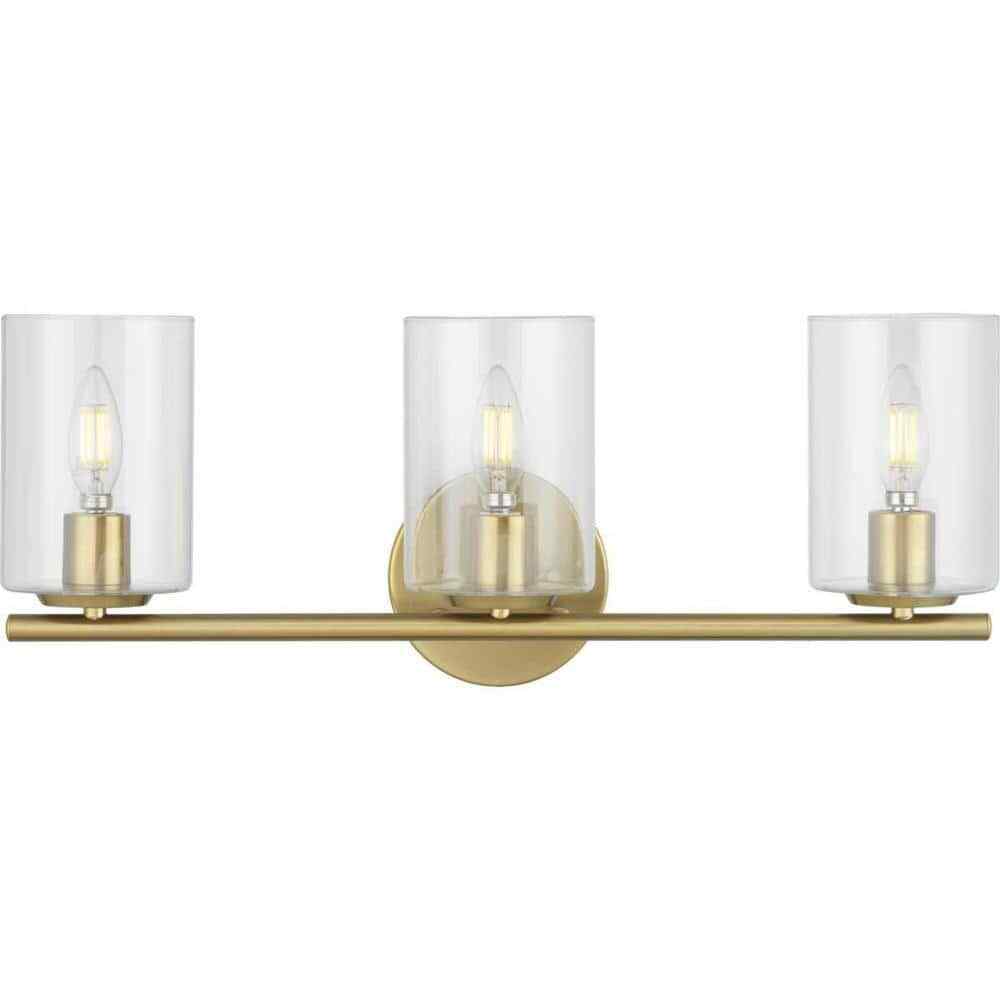 Hampton Bay Champlain 3-Light Gold Satin Brass Modern Bathroom Vanity Light