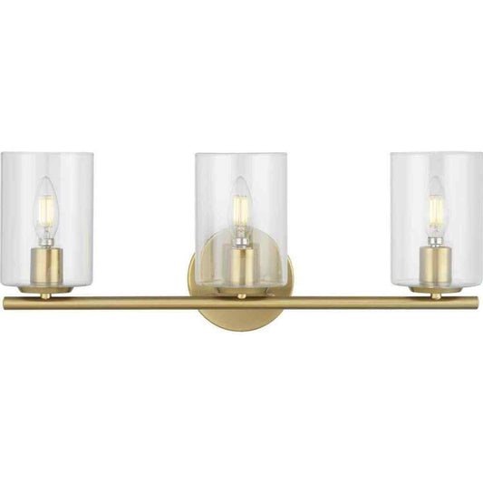 Hampton Bay Champlain 3-Light Gold Satin Brass Modern Bathroom Vanity Light