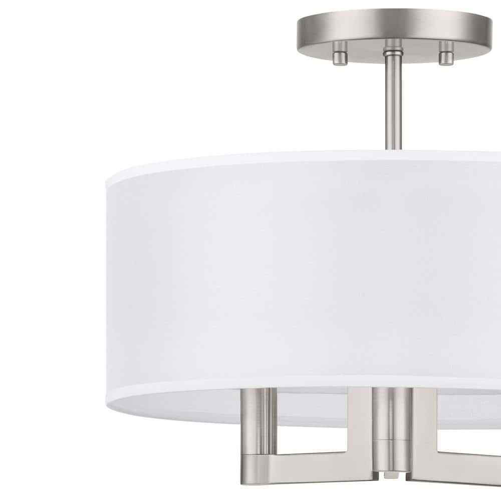 Home Decorators Hiddenbrook 15 in. 3-Light Brushed Nickel Semi-Flush Mount