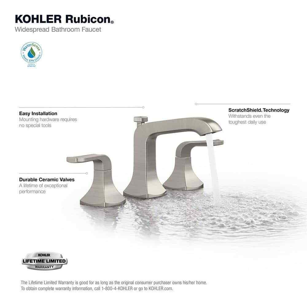 KOHLER Rubicon 8 in. Widespread 2-Handle Bathroom Faucet in Brushed Nickel