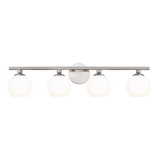 Neoma 30 in. 4 Light Brushed Nickel Vanity Light w/ Opal Etched Glass Shade