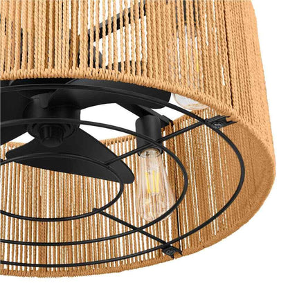 Hampton Bay Montabel 22 in. Indoor Matte Black and Natural Ceiling Fan w/ Remote