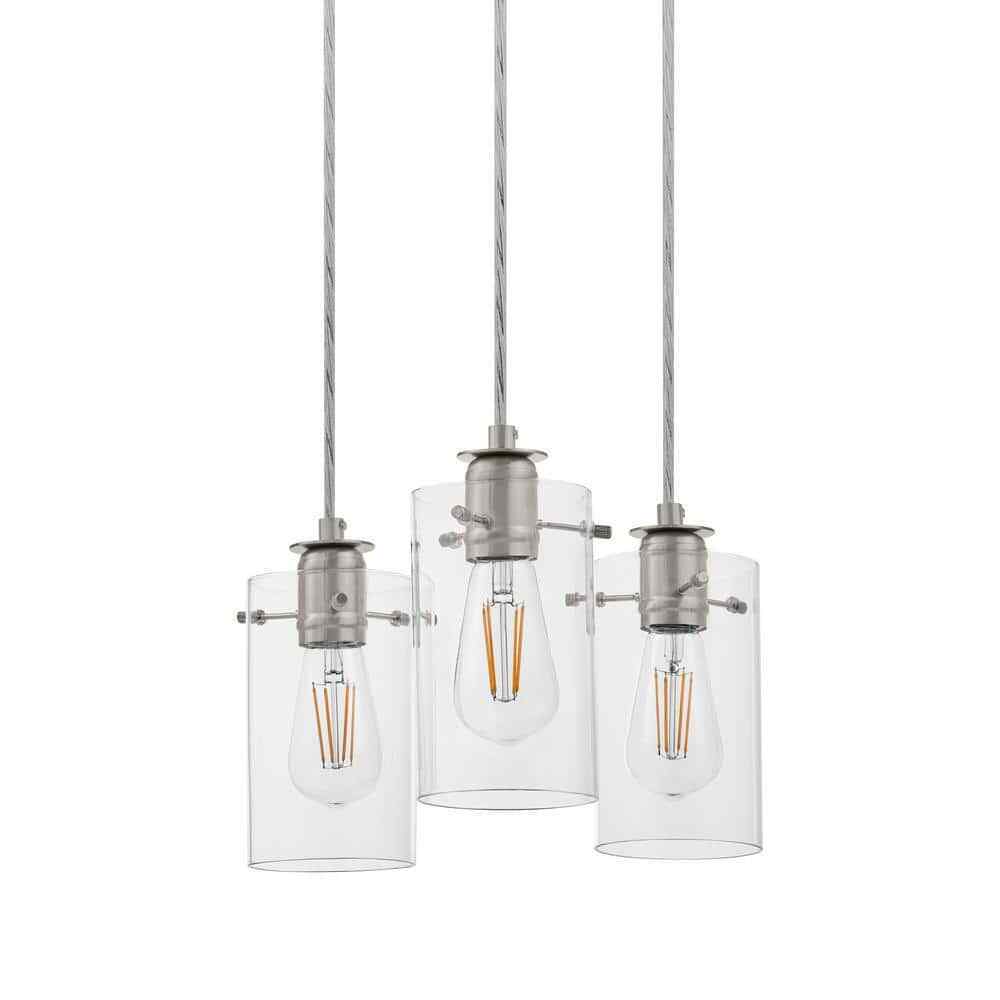 Hampton Bay Regan Brushed Kitchen Pendant Light w/ Glass Shades