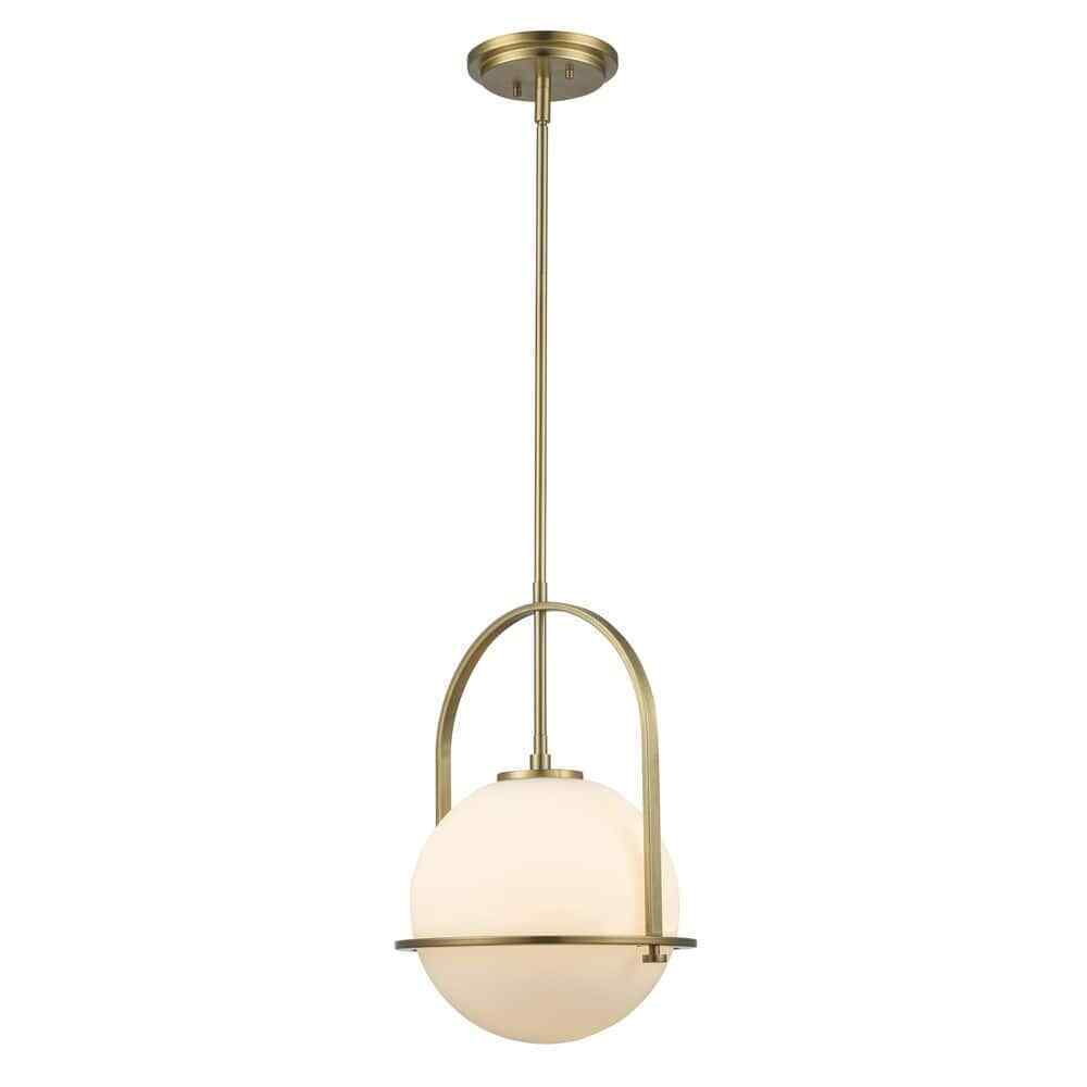 Home Decorators Owens 1-Light Gold Pendant Light Fixture w/ Globe Glass Shade
