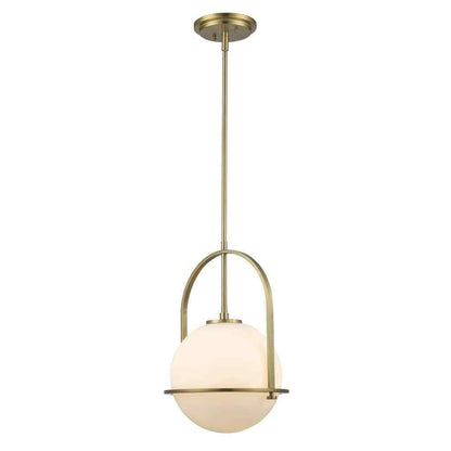 Home Decorators Owens 1-Light Gold Pendant Light Fixture w/ Globe Glass Shade