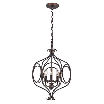 Bel Air Lighting 3-Light Rubbed Oil Bronze Pendant with Metal Shade