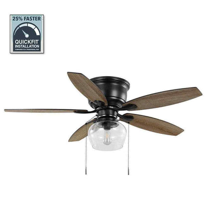Hampton Bay Stoneridge 52 in. Indoor/Outdoor LED Matte Black Hugger Ceiling Fan