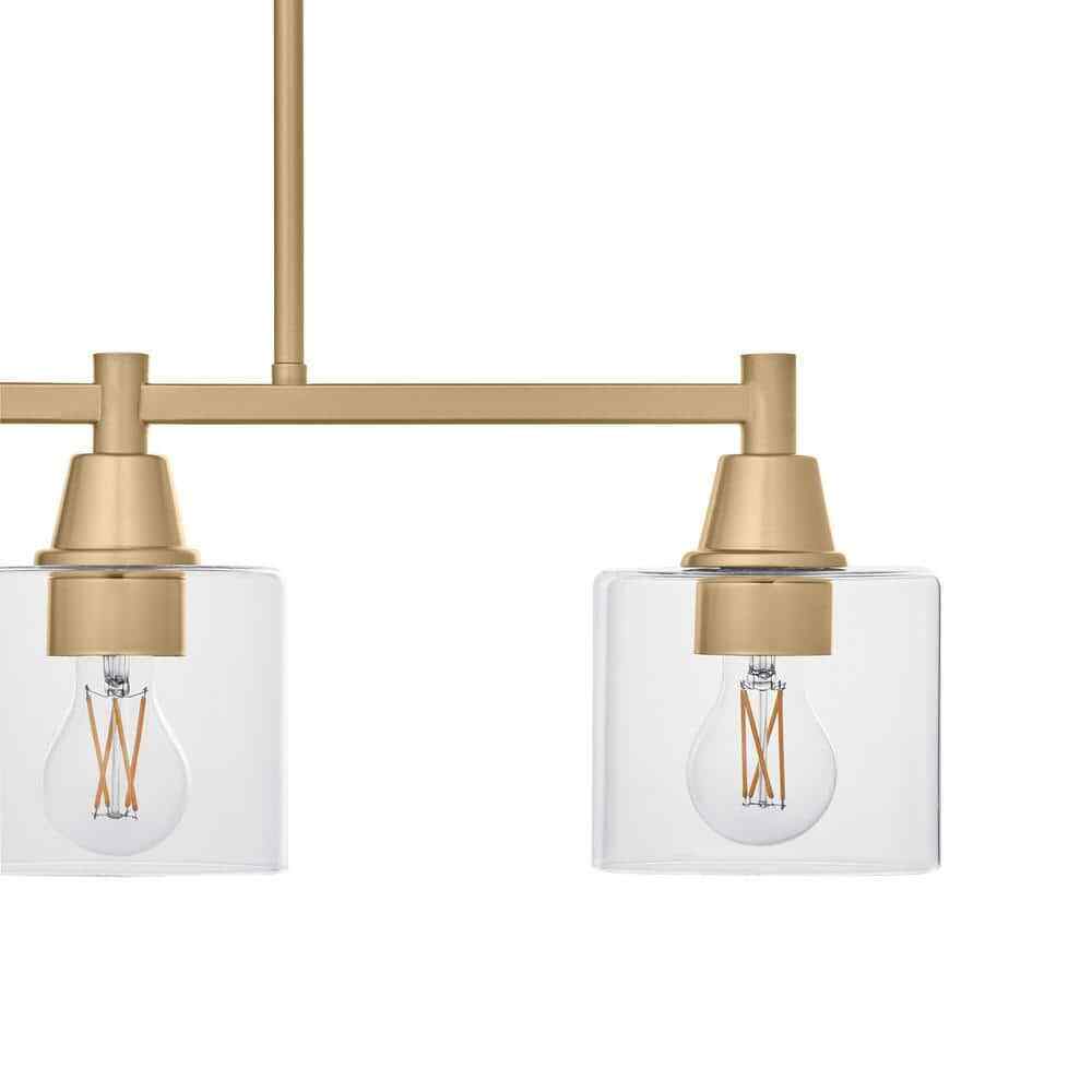 Hampton Bay Oron 3-Light Gold Linear Island Pendant Hanging Light