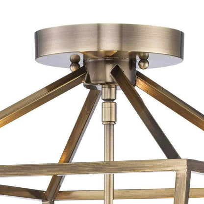 Home Decorators Weyburn 16.5 in. 4-Light Brushed Brass Lantern Semi-Flush Mount