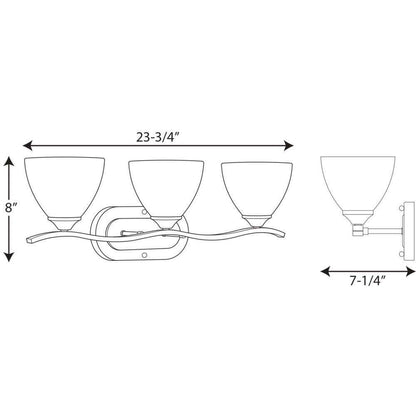 Progress Lighting Laird 3-Light Antique Bronze Etched Glass Vanity Light