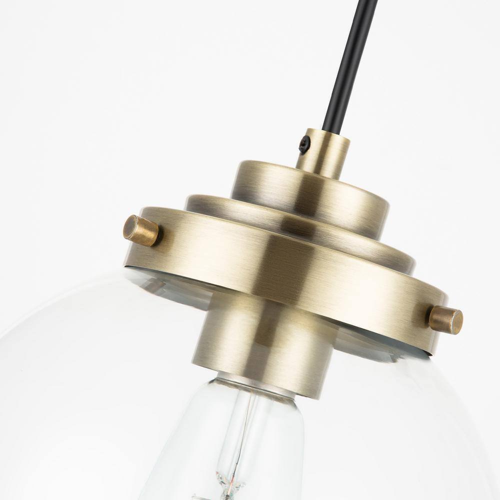 Merra 1-Light Brass Spherical Pendant Light with Globe Glass Shade