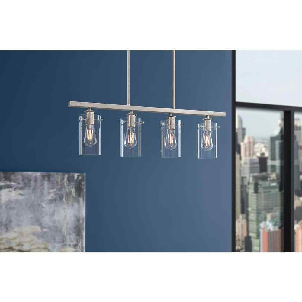 Hampton Bay Regan 4-Light Brushed Nickle w/ Clear Glass Shades Pendant Light