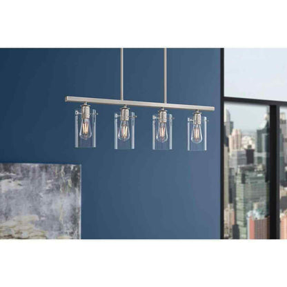 Hampton Bay Regan 4-Light Brushed Nickle w/ Clear Glass Shades Pendant Light