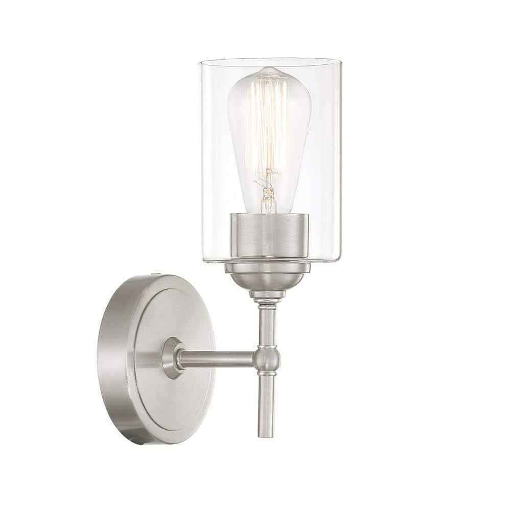Home Decorators Ayelen 1-Light Brushed Nickel Indoor Wall Sconce
