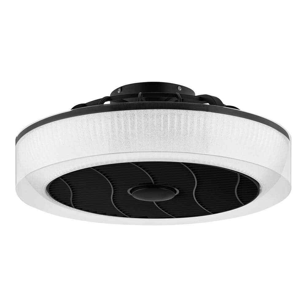 Hampton Bay Pompton 20 in. Integrated LED Indoor Remote Control in Black w/ CCT