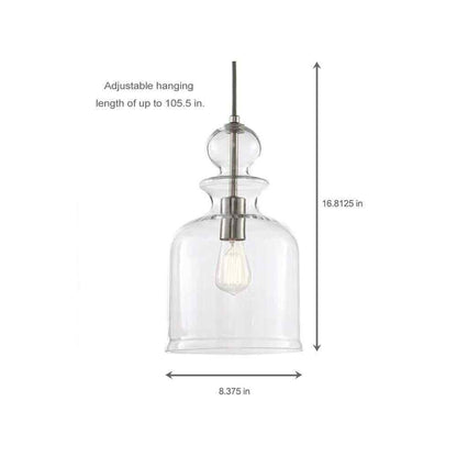 Home Decorators Collection 8.38 in. 1-Light Brushed Nickel Pendant
