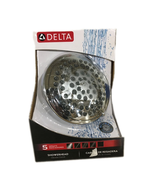 Delta 5-Spray Patterns 1.75 GPM 4.94 in. Wall Mount Fixed Shower Head in Chrome