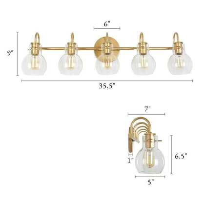 LNC Light Gold Vanity Modern Linear 35.5 in. 5-Light Contemporary Bathroom