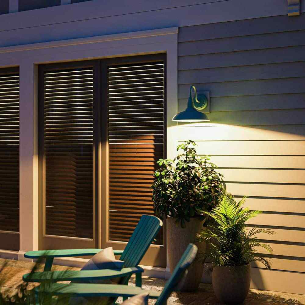 Home Decorators Bell Ridge 14 in. Green Outdoor Large Lantern Wall Sconce