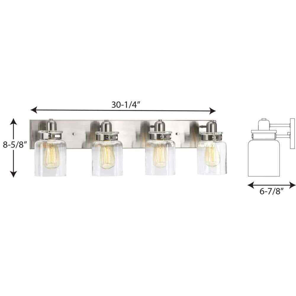 Progress Lighting Calhoun 4-Light Brushed Nickel Clear Glass Vanity Light
