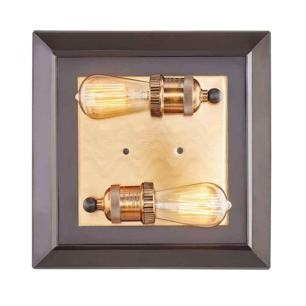 Home Decorators Walden Forge 2-Light Black Frame Flush Mount Ceiling Light