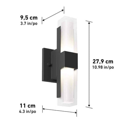 Artika Gemini Black Modern 3 CCT Integrated LED Hardwired Light Lantern Sconce