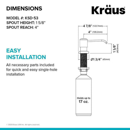 KRAUS Boden Kitchen Soap and Lotion Dispenser in Brushed Brass KSD-53BB