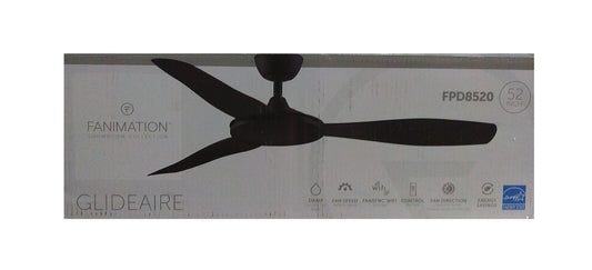 FANIMATION GlideAire 52 in. Indoor/Outdoor Black Ceiling Fan with Remote Control