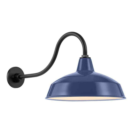 Hampton Bay Easton 14 in. 1-Light Navy Blue Barn Outdoor Wall Lantern Sconce