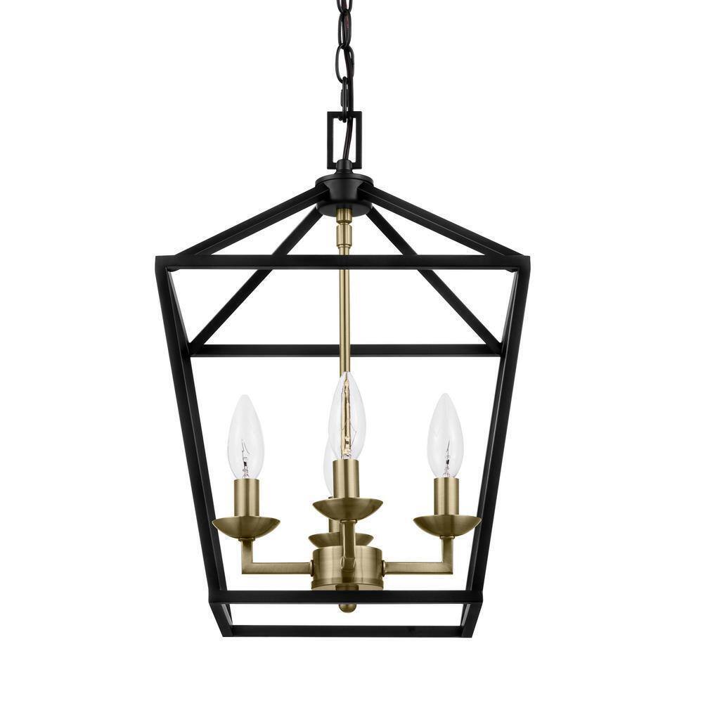 Home Decorators Weyburn 4-Light Black and Gold Farmhouse Chandelier