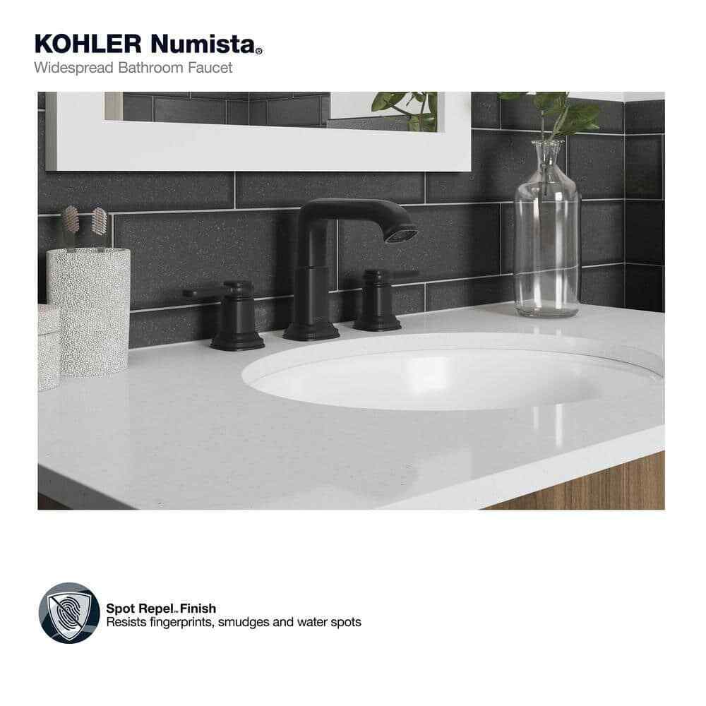 KOHLER Numista 8 in. Widespread Double Handle Bathroom Faucet in Matte Black
