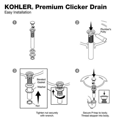 KOHLER Premium Clicker Drain with Overflow in Polished Chrome K-RH1464524-CP