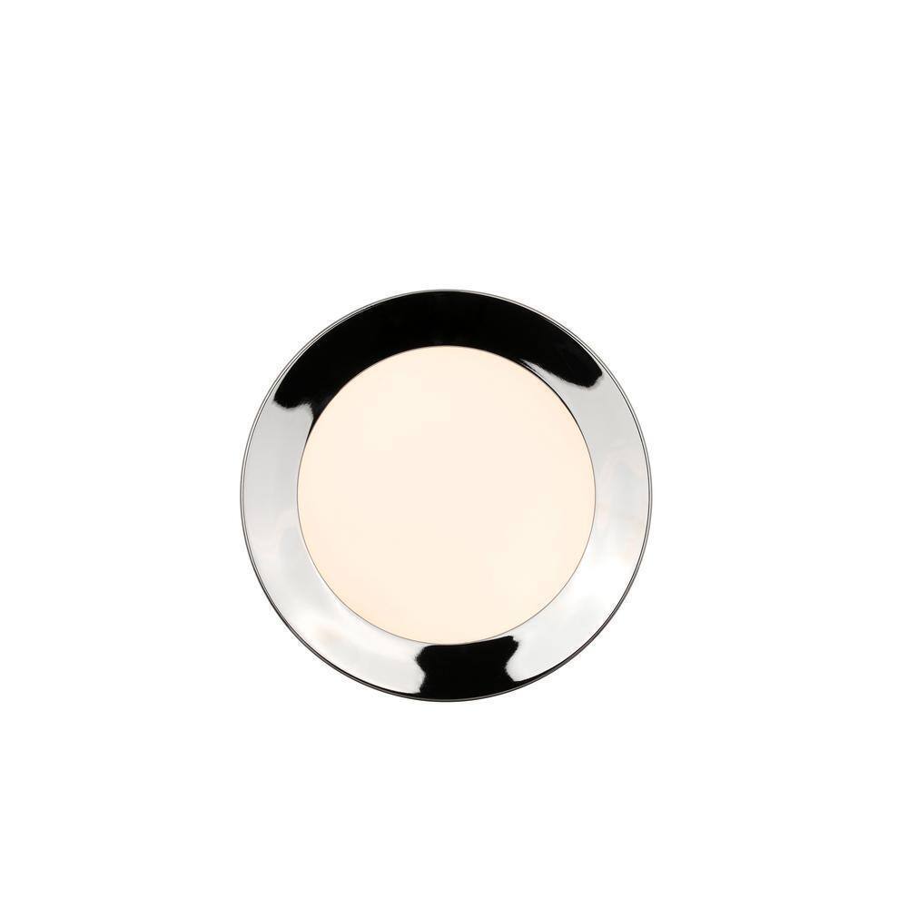 Home Decorators Calloway 13 in. Polished Nickel LED 5CCT Flush Mount