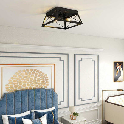 Pia Ricco 12 in. 2-Light Matte Black Flush Mount