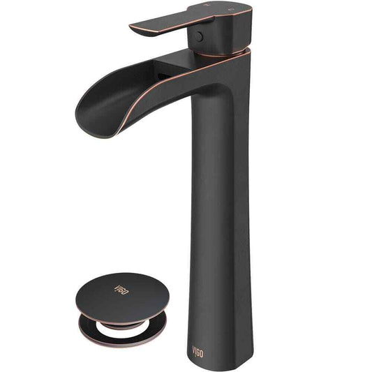 VIGO Niko Single Bathroom Vessel Faucet Set w/ Pop-Up Drain Set