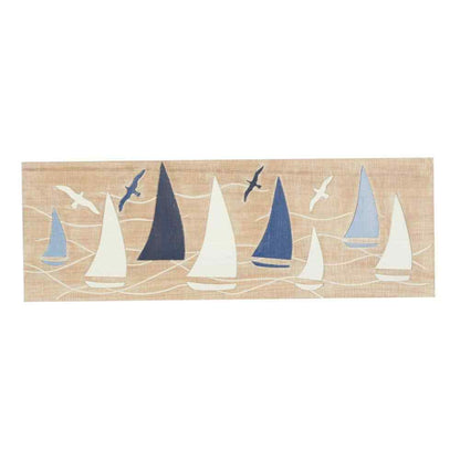 Litton Lane Wood Brown Sail Boat and Seagull Wall Decor Art Picture
