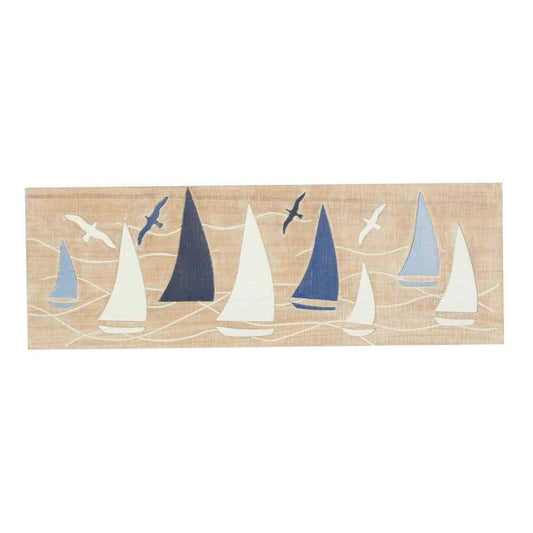 Litton Lane Wood Brown Sail Boat and Seagull Wall Decor Art Picture