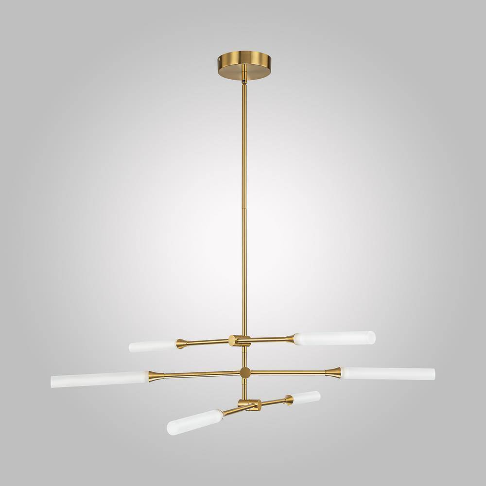 RRTYO Sumler 6-Light Integrated LED Gold Linear Sputnik Chandelier 8101000004863
