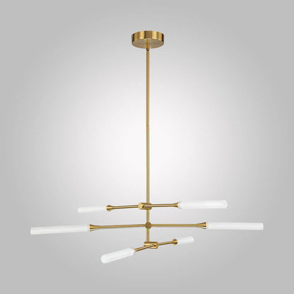 RRTYO Sumler 6-Light Integrated LED Gold Linear Sputnik Chandelier 8101000004863