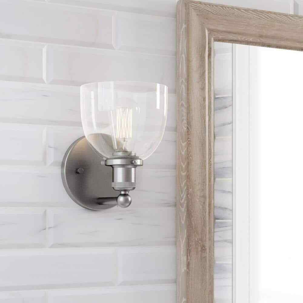 Home Decorators Evelyn Brushed Nickel Modern Industrial Indoor Wall Sconce